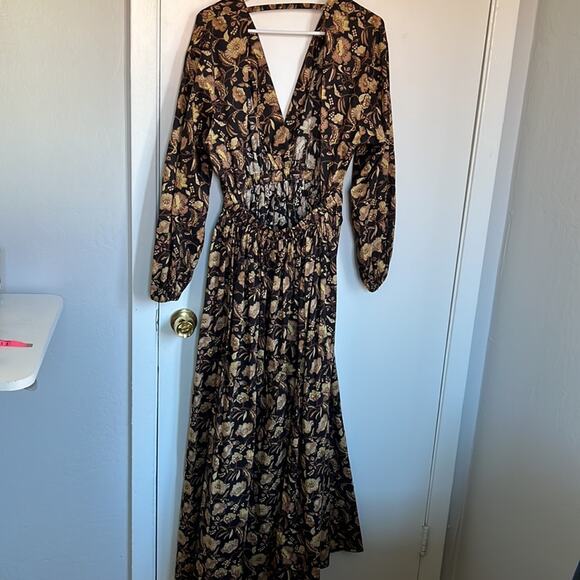 Matteau Puff Sleeve Open Back Orange Floral Maxi Dress - Picture 13 of 13